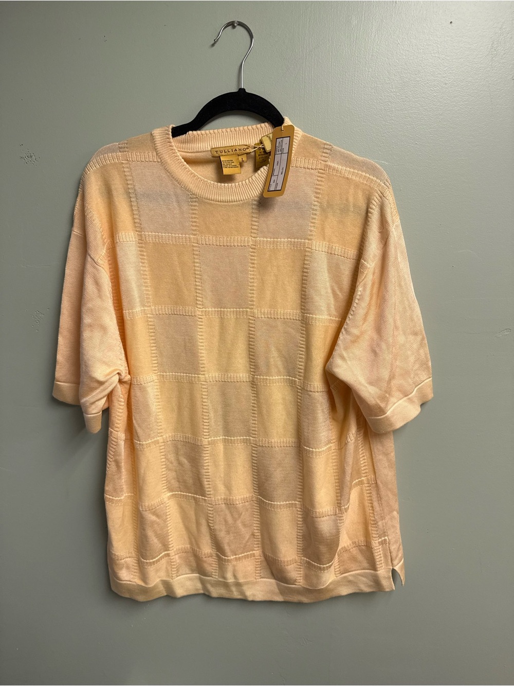Scully & Co. Peach Short-Sleeve Checker Knit Tee